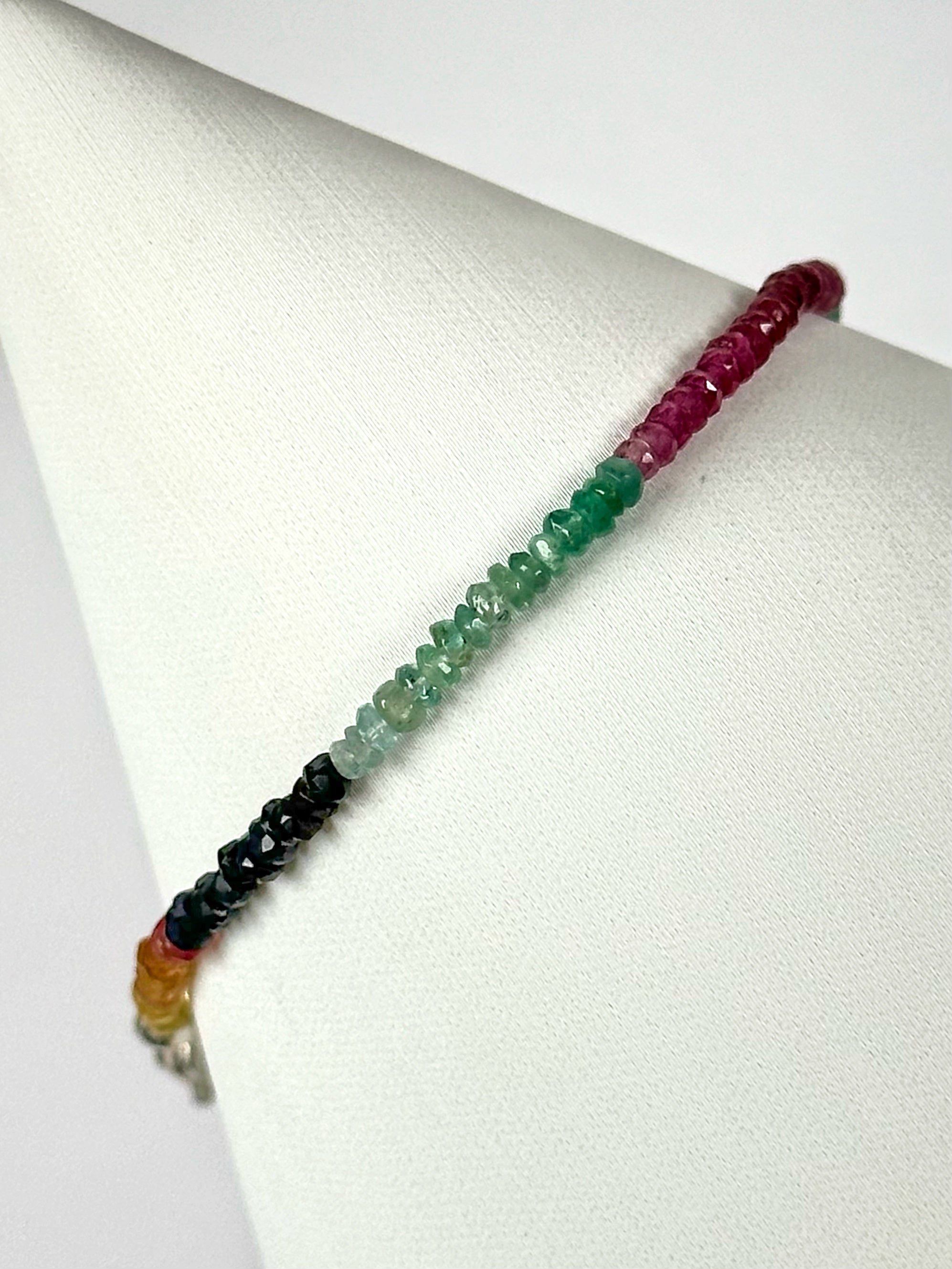 Faceted Ruby, Sapphire, and Emerald Bracelet - #1