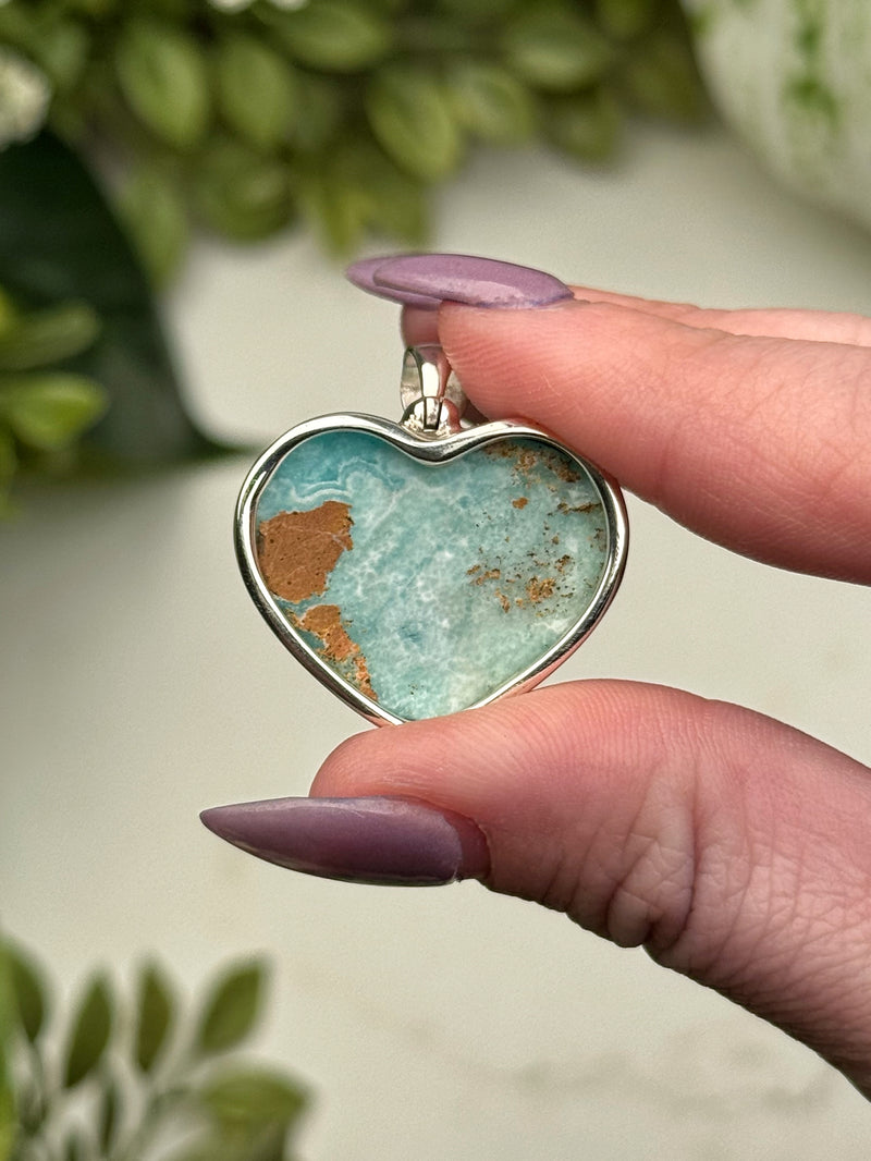 Hemimorphite Heart Pendant - #1
