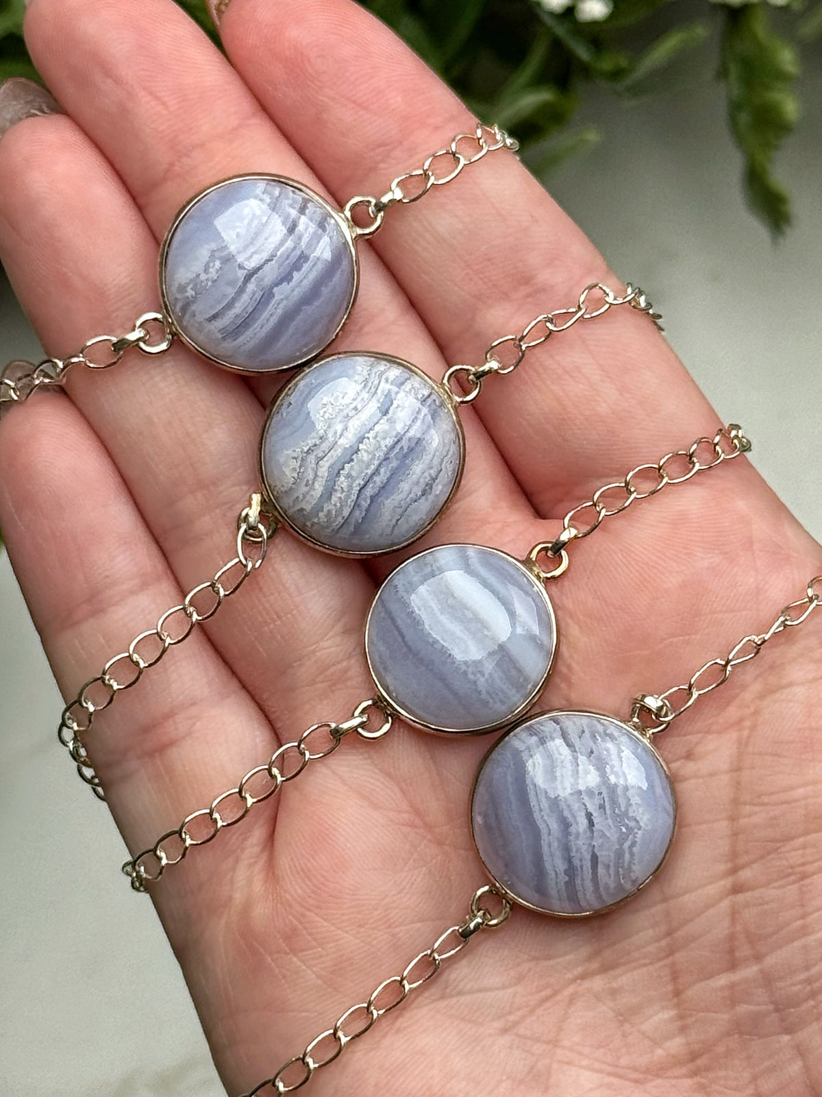 Blue Lace Agate Bracelets - Throat Chakra - No. 67