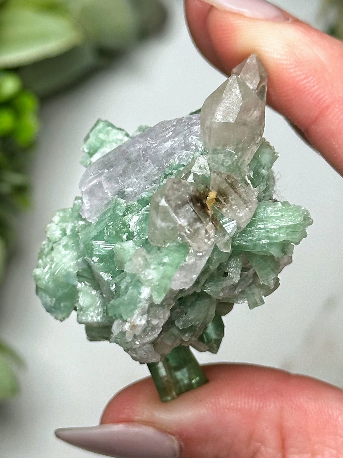 Green Tourmaline with Kunzite - #5