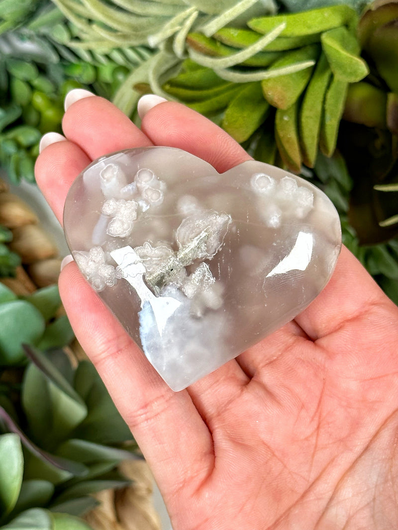 Flower Agate Heart - #1