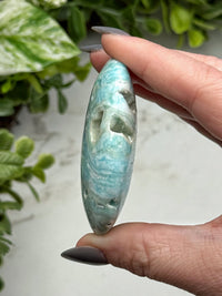 Blue Aragonite Palmstone - #1