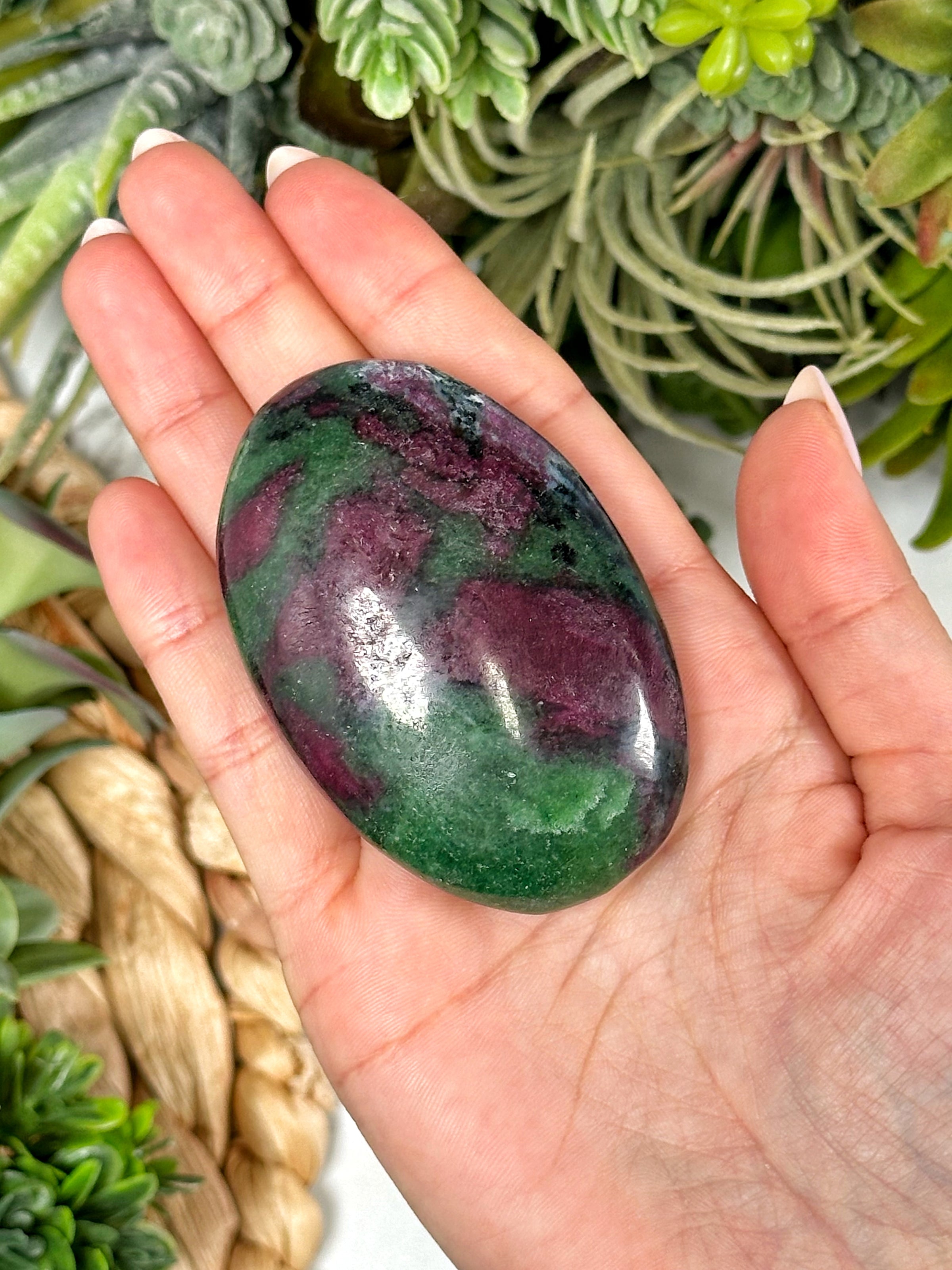 Ruby and Zoisite Palmstone - #1