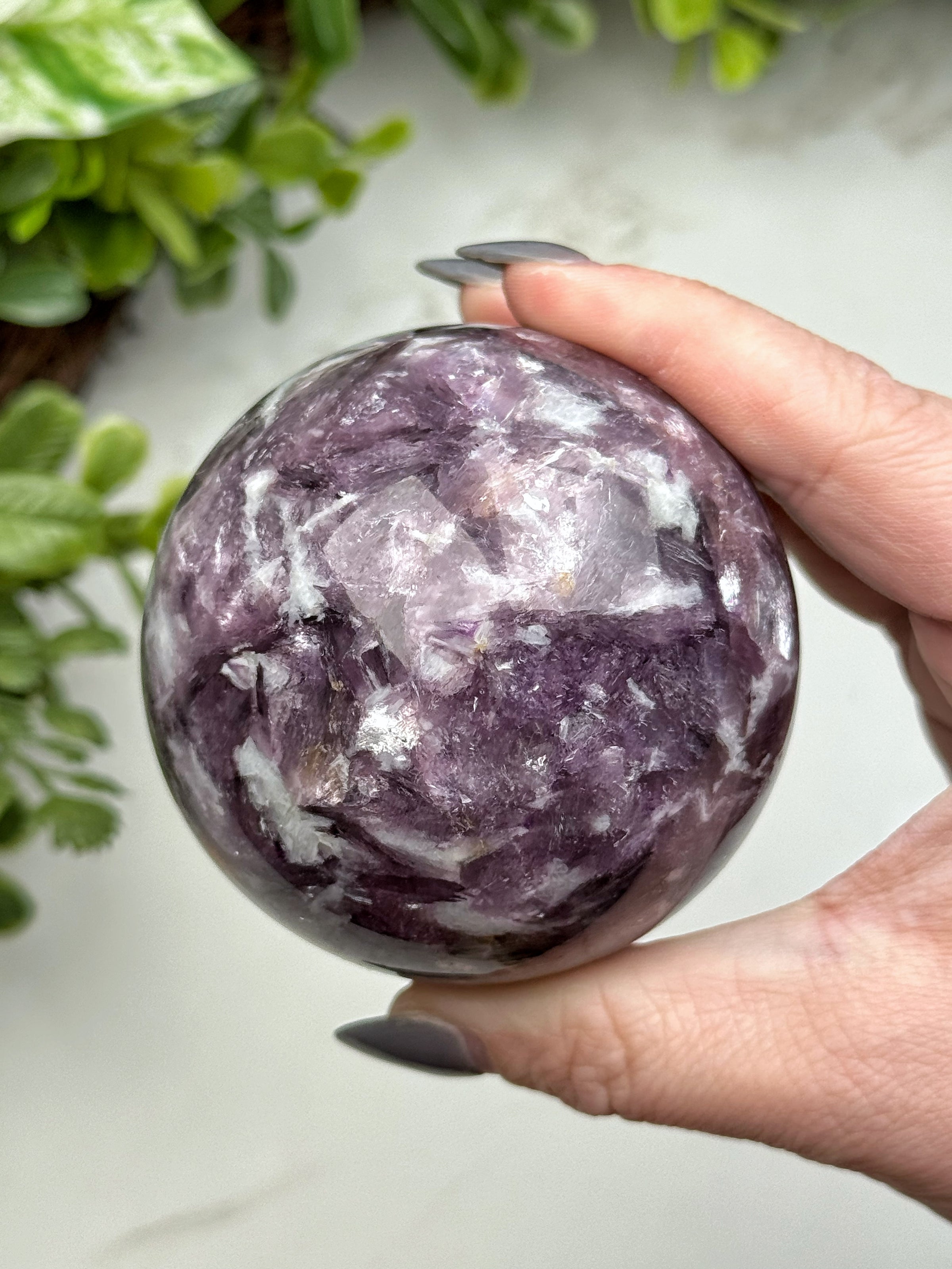 Gem Lepidolite Sphere - #15