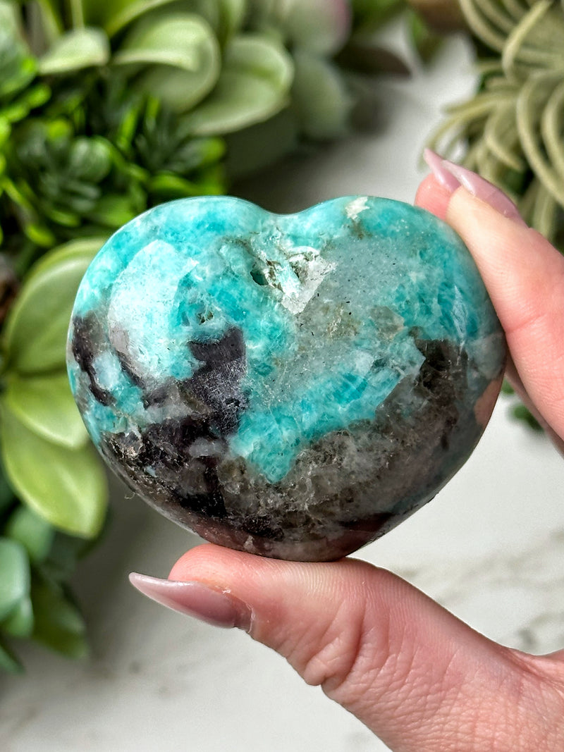 Smoky Amazonite Heart - #15