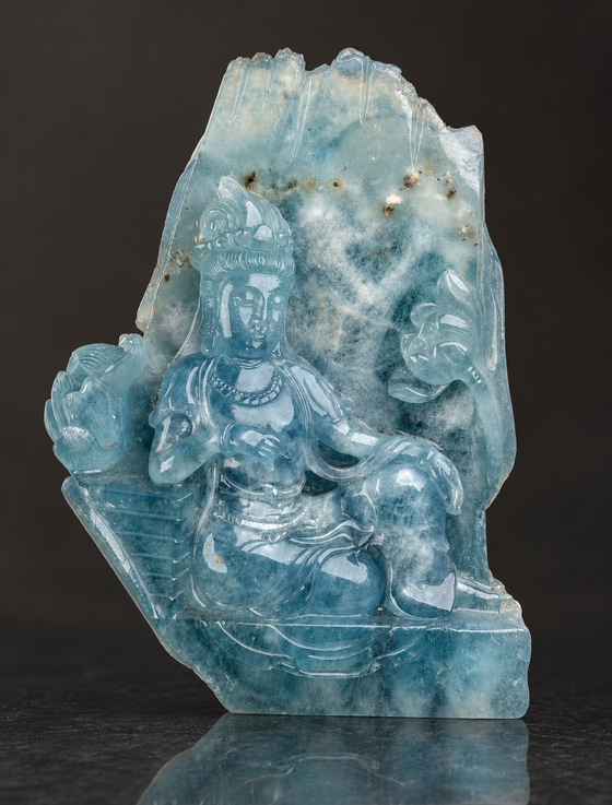 Aquamarine Buddha Carving - #1