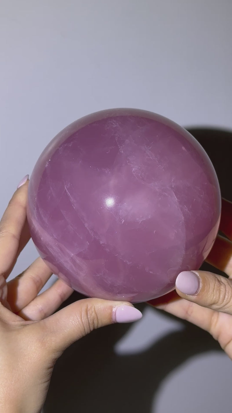 Six Star Rose Quartz Sphere - #1